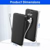 10000mAh Power Bank Portable Charger with US Plug 2 Built-in Cables External Battery Pack with 4 Ouputs 3 Inputs Fit For IOS Phone 14 Android And More